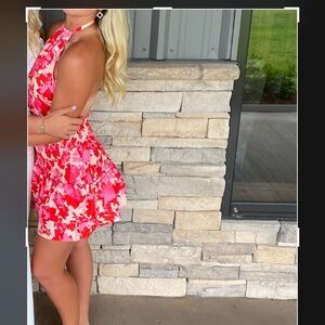 Sunday Up open back bright pink mini dress, small